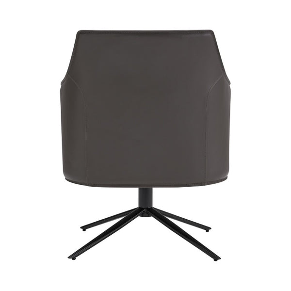 EuroStyle Signa Swivel Lounge Chair Leatherette Seat Regenerated Leather Back Steel Base 38988DKGRY