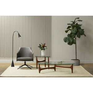 EuroStyle Signa Swivel Lounge Chair Leatherette Seat Regenerated Leather Back Steel Base 38988DKGRY
