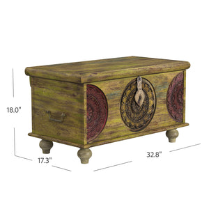 Homeroots Mesa Carved Wooden Trunk Coffee Table   389890