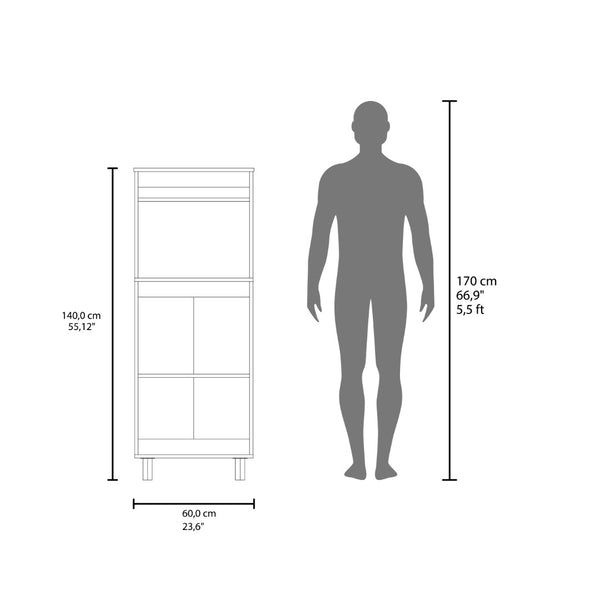 English Elm So- Hi Melamine Wall Cabinet Single Door Slim Storage for Kitchen or Laundry Room B128P485399