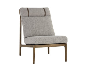 Sunpan ELANOR Lounge Chair - Stylish Walnut Frame with Copenhagen Cappuccino Boucle & Leather Straps 112585
