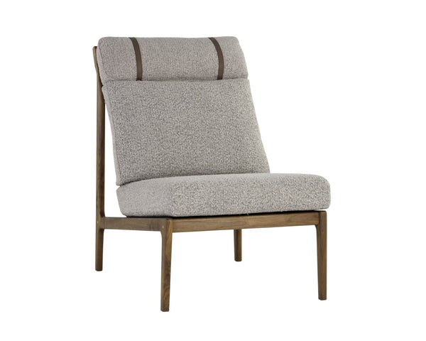 Sunpan ELANOR Lounge Chair - Stylish Walnut Frame with Copenhagen Cappuccino Boucle & Leather Straps 112585