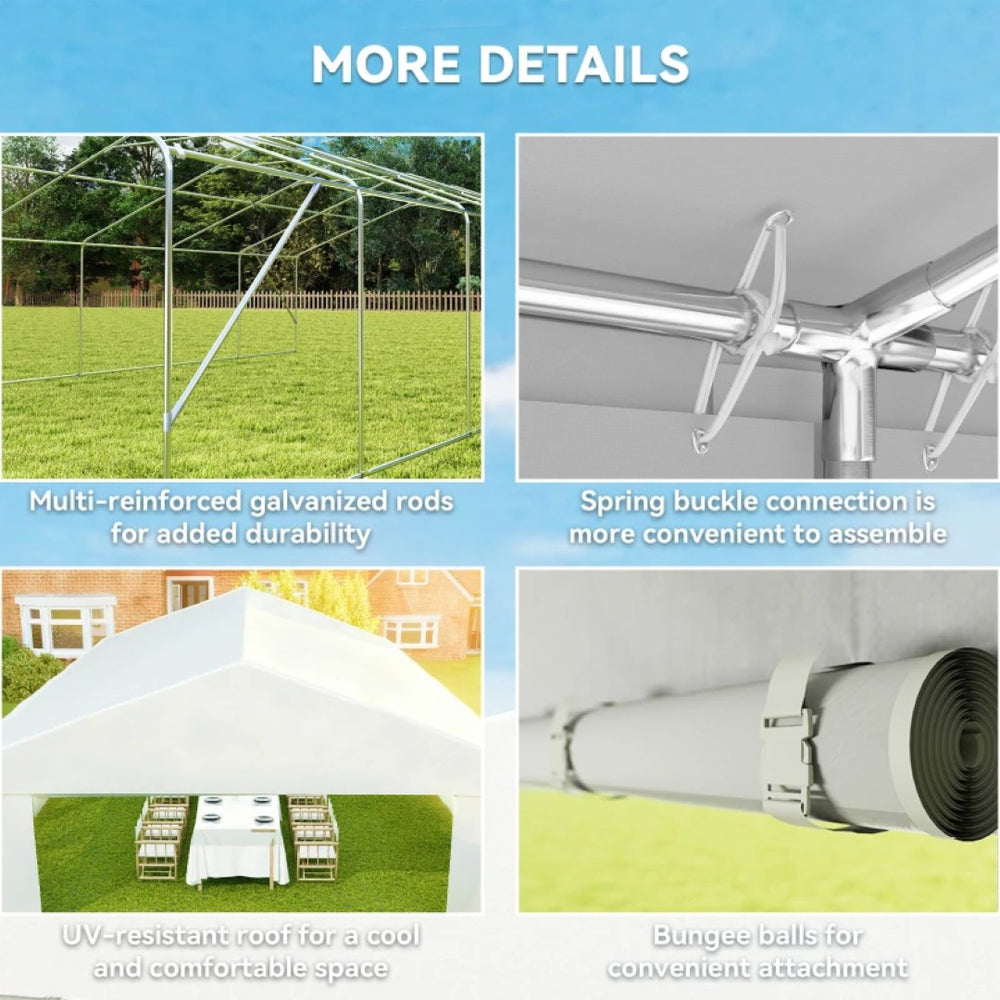 English Elm Outdoor Galvanized Steel Party Tent with Uv Canopy for Weddings and Large Gatherings T3971S00217
