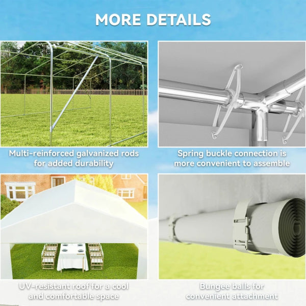 English Elm Outdoor Galvanized Steel Party Tent with Uv Canopy for Weddings and Large Gatherings T3971S00217