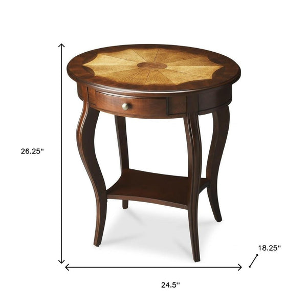 HomeRoots 25" Elegant Brown Wood Oval Coffee Table with Drawer & Shelf - Timeless Design for Any Space 389902
