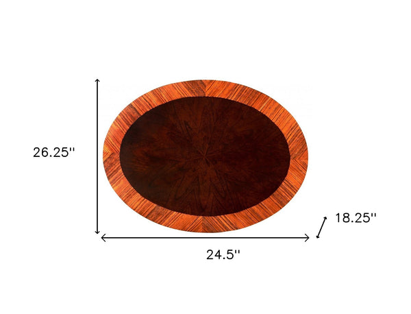 Homeroots 25" Brown Wood Oval Coffee Table With Drawer And Shelf   389904