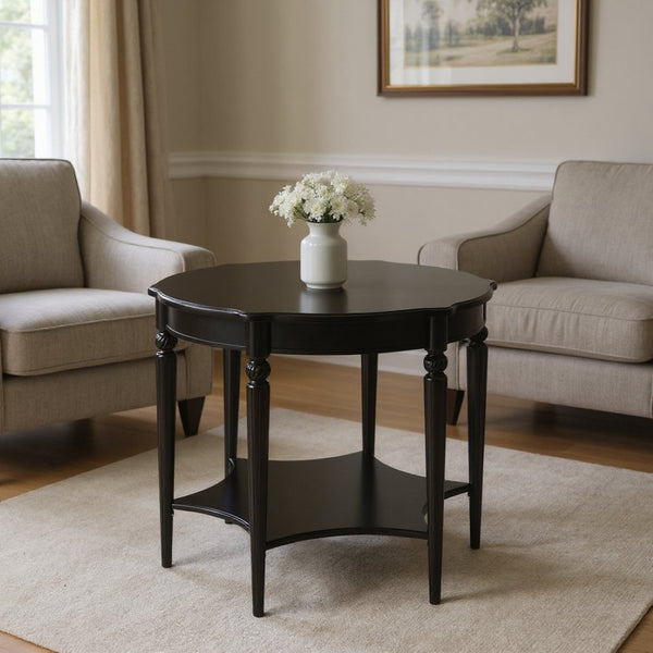 HomeRoots 28" Brown Wood Round Coffee Table with Stylish Shelf – Perfect for Modern & Traditional Spaces! 389908