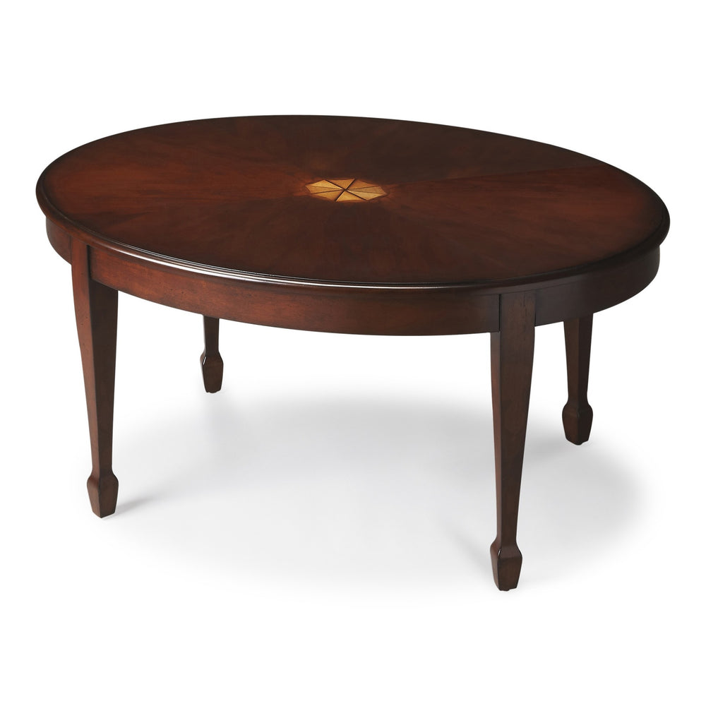 Homeroots 38" Dark Brown And Brown Oval Coffee Table   389916