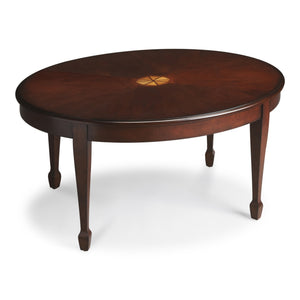 Homeroots 38" Dark Brown And Brown Oval Coffee Table   389916