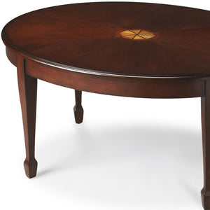 Homeroots 38" Dark Brown And Brown Oval Coffee Table   389916
