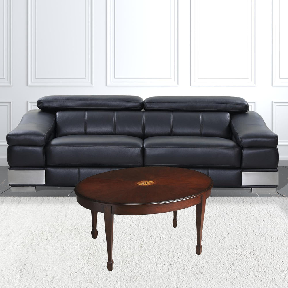 Homeroots 38" Dark Brown And Brown Oval Coffee Table   389916