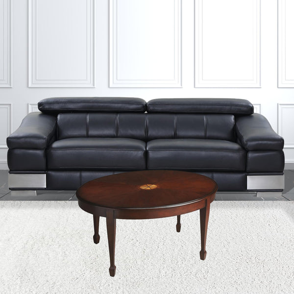 Homeroots 38" Dark Brown And Brown Oval Coffee Table   389916