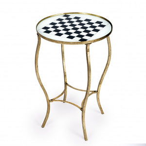 Homeroots Antique Gold Black And White Game Table   389931