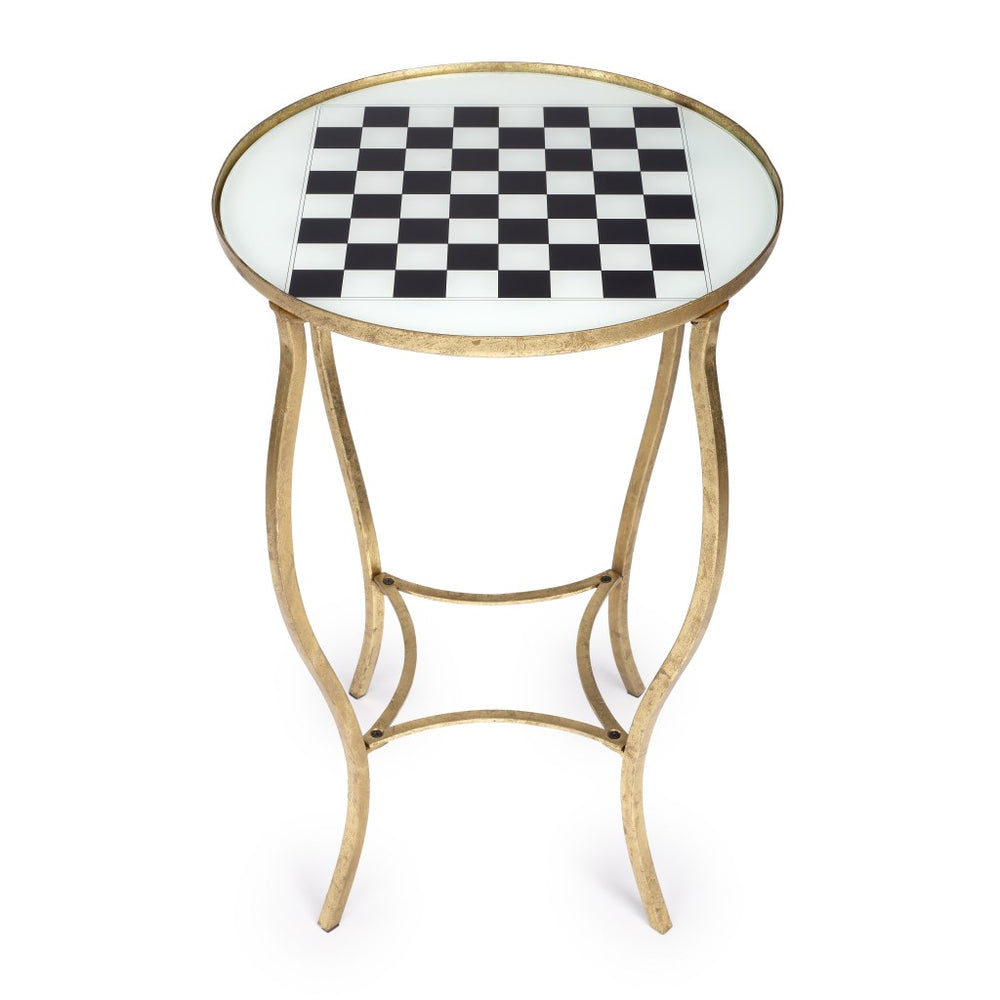 Homeroots Antique Gold Black And White Game Table   389931
