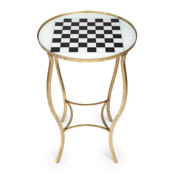 Homeroots Antique Gold Black And White Game Table   389931