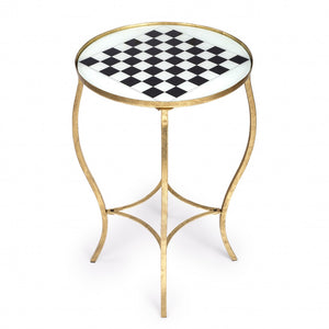 Homeroots Antique Gold Black And White Game Table   389931
