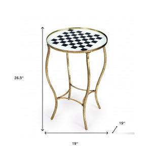 Homeroots Antique Gold Black And White Game Table   389931