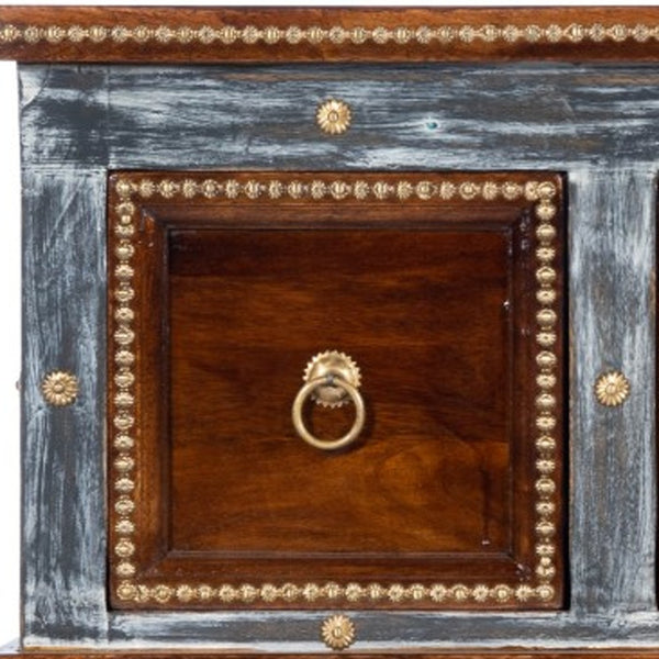 Homeroots Wood And Hand Painted Storage Coffee Table   389933