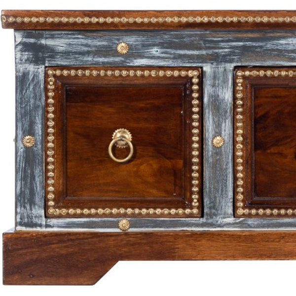 Homeroots Wood And Hand Painted Storage Coffee Table   389933