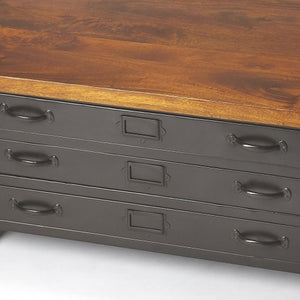 Homeroots 36" Brown And Gray Wood And Metal Square Coffee Table   389935