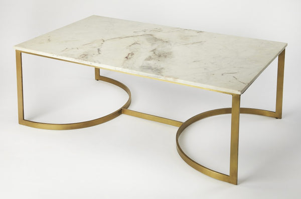 Homeroots Metal And Marble Coffee Table   389939