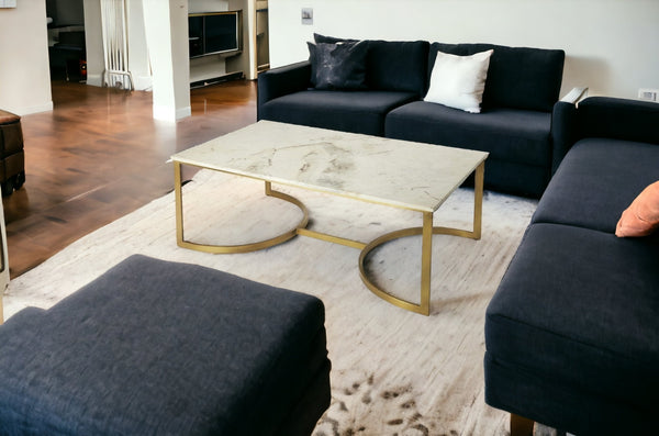 Homeroots Metal And Marble Coffee Table   389939