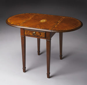 Homeroots Olive Ash Burl Pembroke Table   389944