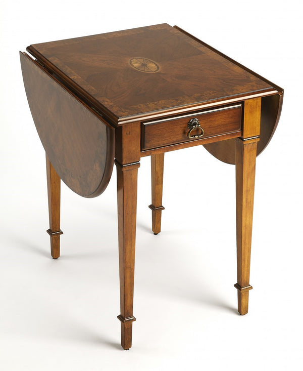 Homeroots Olive Ash Burl Pembroke Table   389944