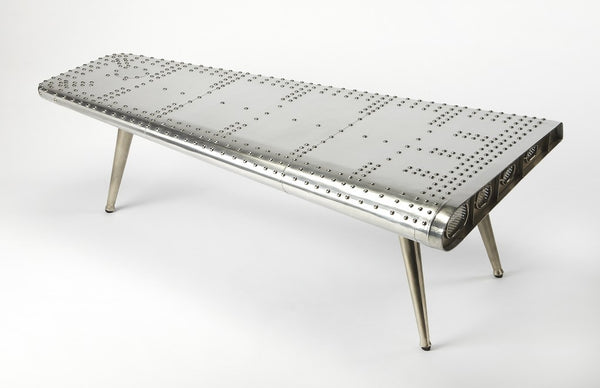 Homeroots 60" Silver Aluminum And Metal Coffee Table   389949