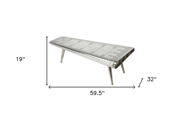 Homeroots 60" Silver Aluminum And Metal Coffee Table   389949