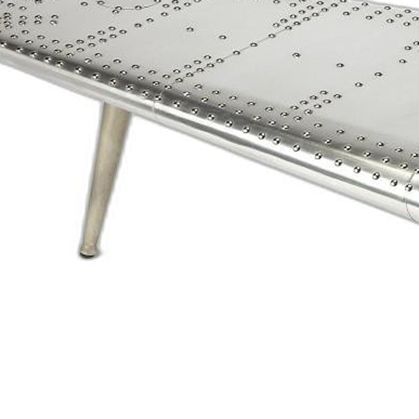 Homeroots 60" Silver Aluminum And Metal Coffee Table   389949