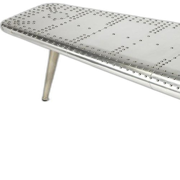 Homeroots 60" Silver Aluminum And Metal Coffee Table   389949