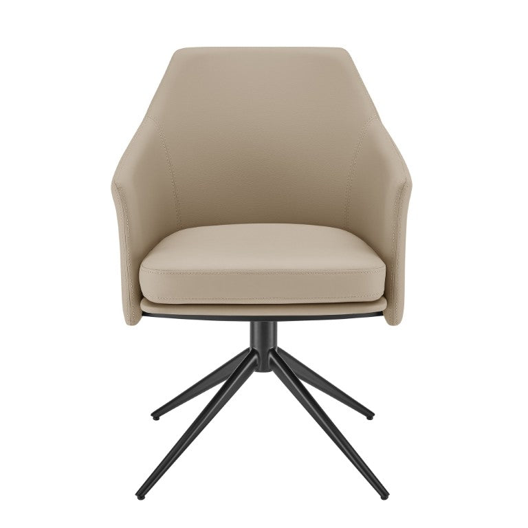 EuroStyle Signa Swivel Lounge Chair Curved Leatherette Seat with Auto Return Steel Base 38997-LTTPE