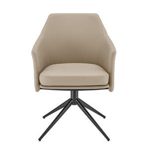 EuroStyle Signa Swivel Lounge Chair Curved Leatherette Seat with Auto Return Steel Base 38997-LTTPE
