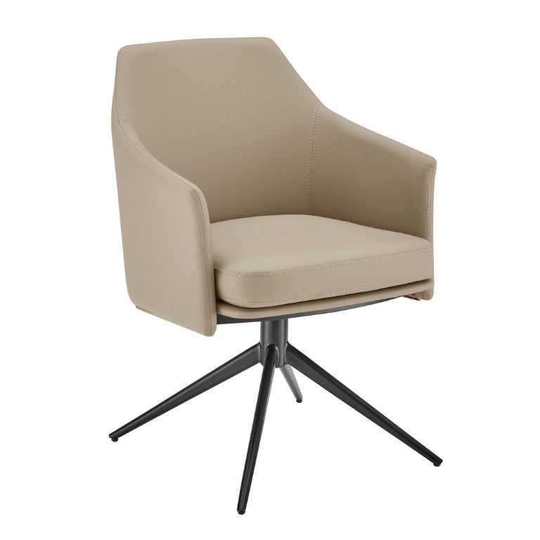 EuroStyle Signa Swivel Lounge Chair Curved Leatherette Seat with Auto Return Steel Base 38997-LTTPE