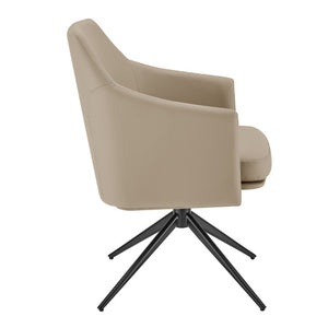 EuroStyle Signa Swivel Lounge Chair Curved Leatherette Seat with Auto Return Steel Base 38997-LTTPE