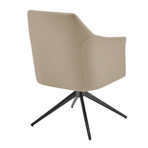 EuroStyle Signa Swivel Lounge Chair Curved Leatherette Seat with Auto Return Steel Base 38997-LTTPE