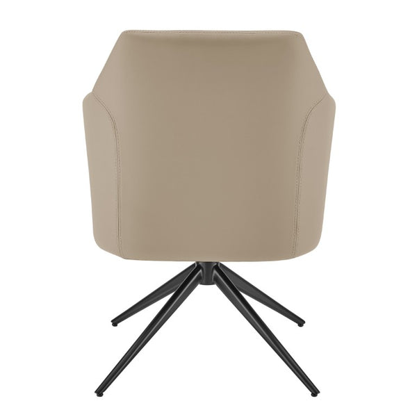 EuroStyle Signa Swivel Lounge Chair Curved Leatherette Seat with Auto Return Steel Base 38997-LTTPE