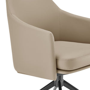 EuroStyle Signa Swivel Lounge Chair Curved Leatherette Seat with Auto Return Steel Base 38997-LTTPE