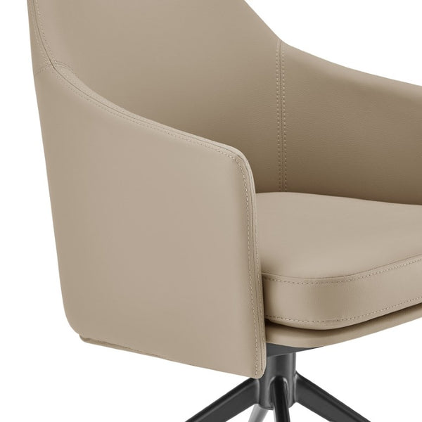 EuroStyle Signa Swivel Lounge Chair Curved Leatherette Seat with Auto Return Steel Base 38997-LTTPE