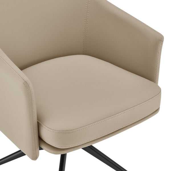 EuroStyle Signa Swivel Lounge Chair Curved Leatherette Seat with Auto Return Steel Base 38997-LTTPE