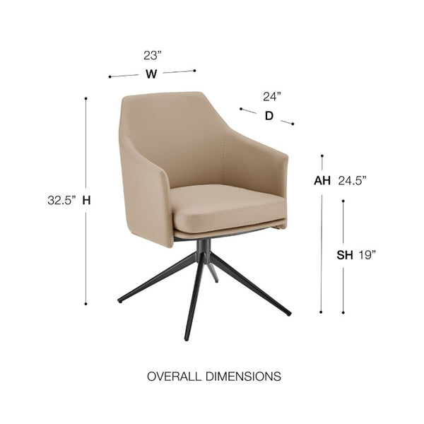 EuroStyle Signa Swivel Lounge Chair Curved Leatherette Seat with Auto Return Steel Base 38997-LTTPE