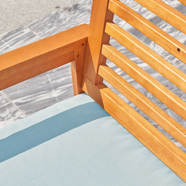 Homeroots 24" Indoor Outdoor With Aqua Cushion  Wood 389978