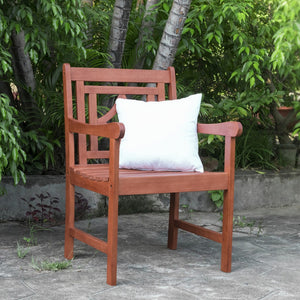 Homeroots 24" Brown Solid Wood Indoor Outdoor Arm Chair  Wood 389979