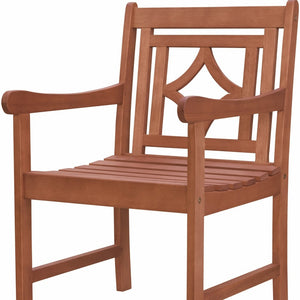 Homeroots 24" Brown Solid Wood Indoor Outdoor Arm Chair  Wood 389979