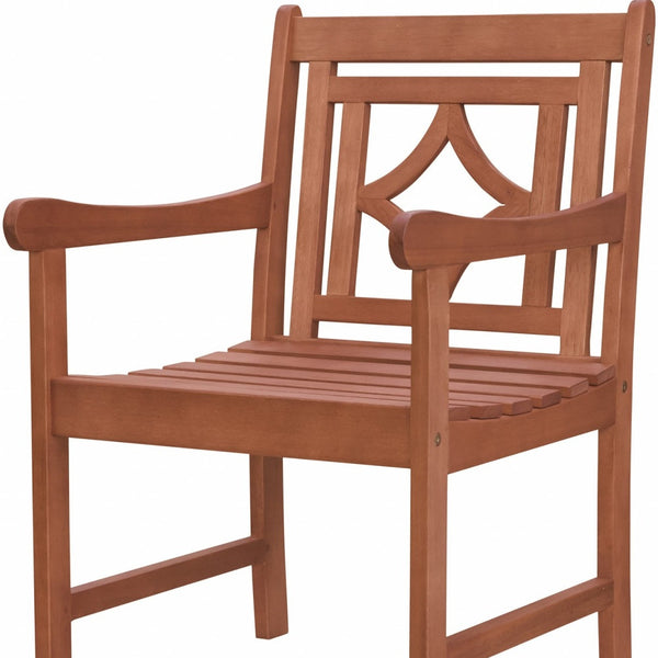 Homeroots 24" Brown Solid Wood Indoor Outdoor Arm Chair  Wood 389979