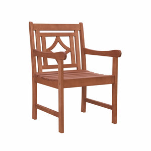 Homeroots 24" Brown Solid Wood Indoor Outdoor Arm Chair  Wood 389979
