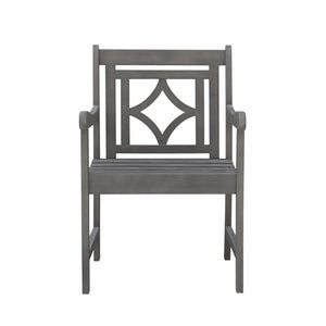 Homeroots 24" Gray Solid Wood Indoor Outdoor Arm Chair  Wood 389980