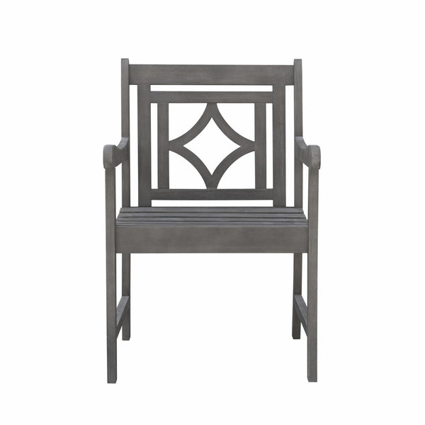 Homeroots 24" Gray Solid Wood Indoor Outdoor Arm Chair  Wood 389980