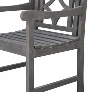 Homeroots 24" Gray Solid Wood Indoor Outdoor Arm Chair  Wood 389980